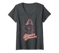 Mujer Línea artística con el Logotipo de Wonder Woman Super Hero Girl Power DC Comics Camiseta Cuello V