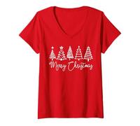 Mujer Lineart Minimal Merry Christmas Graphic Camiseta Cuello V