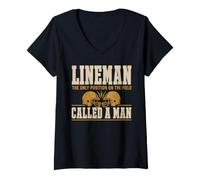 Mujer Lineman The Only Position Called A Man Football Player Camiseta Cuello V