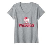 Mujer Linfield University Wildcats Institutional Logo Camiseta Cuello V