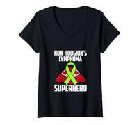 Mujer Linfoma no Hodgkin Cinta Verde Guerrero Superhéroe Camiseta Cuello V