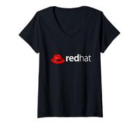 Mujer Linux redhat Lover tee Penguin Tux Código Abierto OS Camiseta Cuello V