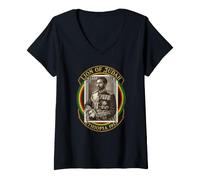 Mujer Lion of Juda Young Emperor Haile Selassie Ethiopian Rasta Camiseta Cuello V