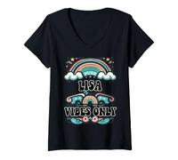 Mujer Lisa Vibes Only Cute Retro Girls Lisa Name Camiseta Cuello V