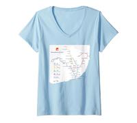 Mujer Lisbon Portugal Subway Train Railway - Souvenir Route Map Camiseta Cuello V
