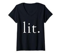 Mujer Lit Meme Funny Gamer Slang Gift For Moms Sister Lit Cool Lit Camiseta Cuello V