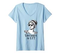 Mujer Literature IS Lit Fun Jane Austen Gafas De Sol Meme Camiseta Cuello V