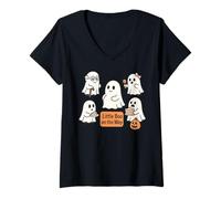 Mujer Little Boo on The Way Lindo Ghost Embarazo Revelar Mamá Camiseta Cuello V