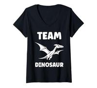 Mujer Little Dino Cute Funny Child Simple Team Dinosaur Camiseta Cuello V