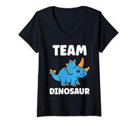 Mujer Little Dino Cute Funny Child Simple Team Dinosaur Camiseta Cuello V