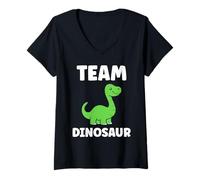 Mujer Little Dino Cute Funny Child Simple Team Dinosaur Camiseta Cuello V