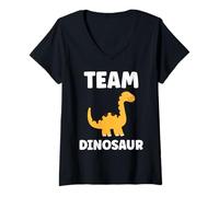 Mujer Little Dino Cute Funny Child Simple Team Dinosaur Camiseta Cuello V