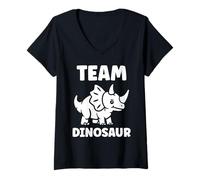Mujer Little Dino Cute Funny Child Simple Team Dinosaur Camiseta Cuello V