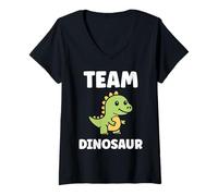 Mujer Little Dino Cute Funny Child Simple Team Dinosaur Camiseta Cuello V