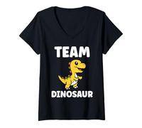 Mujer Little Dino Cute Funny Child Simple Team Dinosaur Camiseta Cuello V