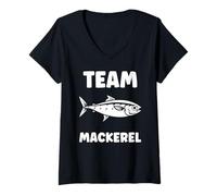 Mujer Little Mackerels Cute Fish Simple Team Mackerel Camiseta Cuello V