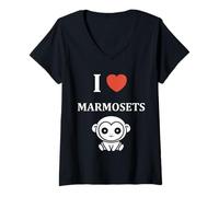 Mujer Little Marmosets Monkey Animals Funny i Love Marmoset Camiseta Cuello V