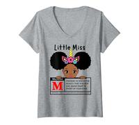 Mujer Little Miss Black Girl Magic Melanina M Advertencia Lindas Chicas Camiseta Cuello V