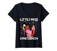 Mujer Little Miss Juneteenth Melanin Girly Girl Baby In Mom Zapatos Camiseta Cuello V
