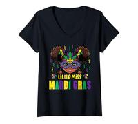 Mujer Little Miss Mardi Gras Black Girl Fat Tuesday Girls Kids Camiseta Cuello V