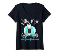 Mujer Little Miss Pumpkin Princess Royal Carriage - Diversión para niña pequeña Camiseta Cuello V