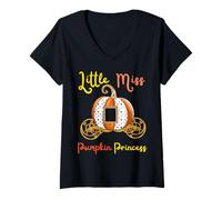Mujer Little Miss Pumpkin Princess Royal Carriage - Diversión para niña pequeña Camiseta Cuello V
