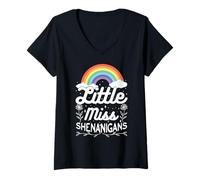 Mujer Little Miss Shenanigans - Bandera de Irlanda para niña Irlandesa Orgullosa Irlandesa Camiseta Cuello V