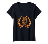 Mujer Little Owl Goddess Athena Mitología Griega Guerrero Camiseta Cuello V