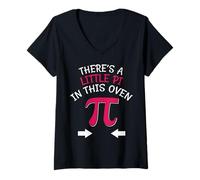 Mujer Little Pi in This Oven Embarazo Matemáticas Humor Divertido Pi Day Camiseta Cuello V