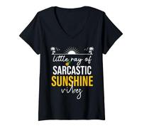Mujer Little Ray of Sarcastic Sunshine Hello Summer Vibes Beach Camiseta Cuello V