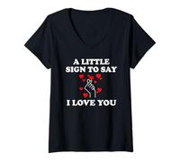 Mujer Little Sign to Say I Love You Valentine Romantic Day Couples Camiseta Cuello V