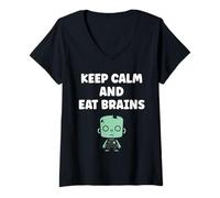 Mujer Little Zombies Halloween Dead Eat Brains Zombie Camiseta Cuello V