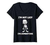 Mujer Little Zombies Halloween Dead Not Lazy I'm a Zombie Camiseta Cuello V