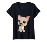 Mujer Littlest Pet Shop French Bulldog Camiseta Cuello V