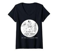 Mujer Live At The Litter Box - El trío de Jazz Cat 3 Camiseta Cuello V