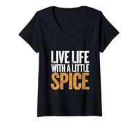 Mujer Live Life With A Little Spice Pasión culinaria del chef |- Camiseta Cuello V
