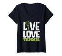 Mujer Live Love Jugador de Tenis Pasión Juego Deporte Amante Camiseta Cuello V