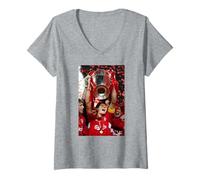 Mujer Liverpool Steven Gerrard Levanta Trofeo Copa Mundial de Fútbol Camiseta Cuello V