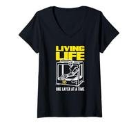 Mujer Living Life Impresión 3D de una Capa a la Vez Camiseta Cuello V