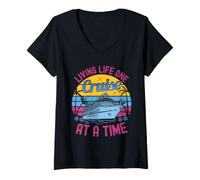 Mujer Living Life One Cruise at A Time Funny Cruise Ship Cruising Camiseta Cuello V