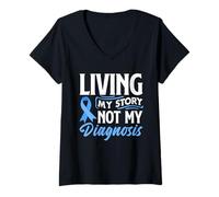 Mujer Living Story Not My Diagnosis - Camiseta de Apoyo para el cáncer colorrectal Camiseta Cuello V