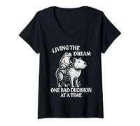 Mujer Living The Dream One Bad Decision At A Time Rana Capibara Camiseta Cuello V