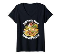 Mujer LIVING THE HARVESTT LIFE Camiseta Cuello V