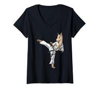 Mujer Llama Alpaca Kárate Kickboxing Kung Fu Artes Marciales Niños Camiseta Cuello V