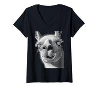 Mujer Llama hipnótica Ojos extraños Horror Weirdcore Espeluznante Halloween Camiseta Cuello V