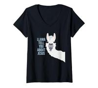 Mujer Llama te Habla de Jesús Divertido Religioso Cristiano Camiseta Cuello V