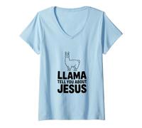 Mujer Llama te Habla de Jesús Llama Cristiana Divertida Camiseta Cuello V