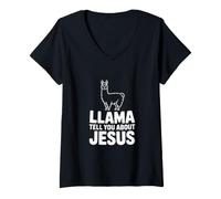 Mujer Llama te Habla de Jesús Llama Cristiana Divertida Camiseta Cuello V
