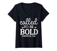 Mujer Llamados a ser Valientes EPHESIOS 3:12 Camiseta Cuello V