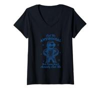 Mujer Llámame Antisocial Pero por Favor no me llames Camiseta Cuello V
